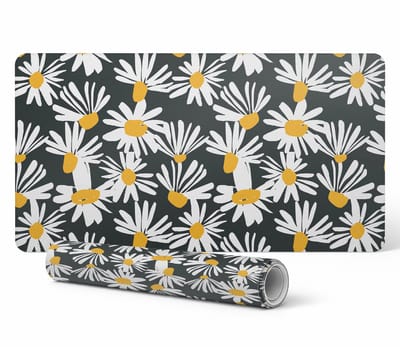 Beschermende decoratieve mat voor op kantoor, bloemenpatroon in retrostijl, 90x45 cm