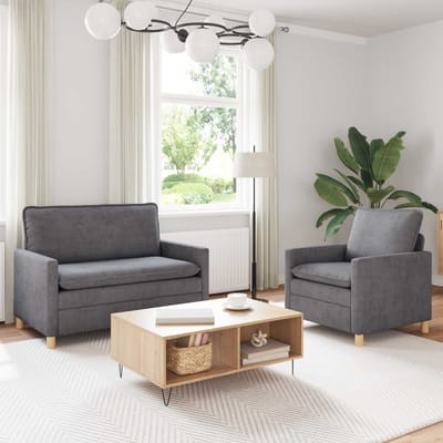 vidaXL - Bankstel - 2 - st - Lichtgrijs - Polyester