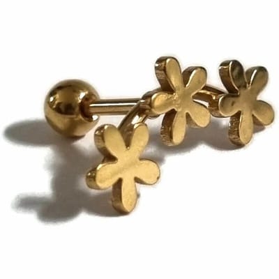 Aramat Jewels | Piercings | Chirurgisch Stalen Goudkleur Bloem Helixpiercing | | | |14mm | Staal | Volwassenen | Verkleurd niet