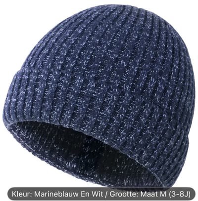 kinder winter muts donkerblauw maat m (3-8) jaar