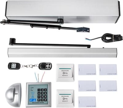 VEVOR Automatische Deuropener Sw100 Afzonderlijke Deuropener met Veer, Elektromechanische Deurautomaat 220 V 50 W met Afstandsbediening Max. Hoogte Openingshoek 120 Degrees 10 Kg Zilver Deurautomaat