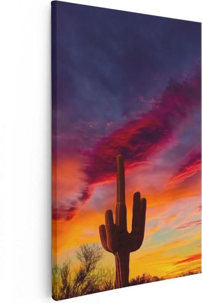 Artaza Canvas Schilderij Woestijn Landschap - 20x30 cm - Klein - Wanddecoratie Zonsondergang - Muurdecoratie Natuur - Kamer Accessoires