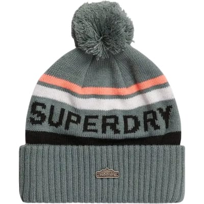 Superdry Gebreide Beanie met Logo Blue Grootte: 1SIZE