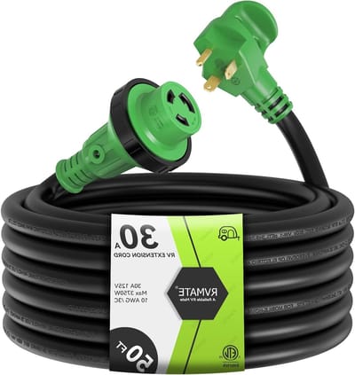 RV Power Extension Cord - Stroomkabel Camper - Stroomvoorziening Camper - Vergrendelbare Stekker - 50 voet - Zwart