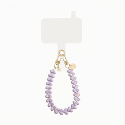 xoxo Wildhearts telefoonkoord met clip - Funky Hearts (Metallic Paars) - Kort koord - Geschikt voor iPhone - Geschikt voor Samsung - Phone cord met koord clip - Easy Cord - Telefoonketting - Hartjes koord voor telefoon - Paars