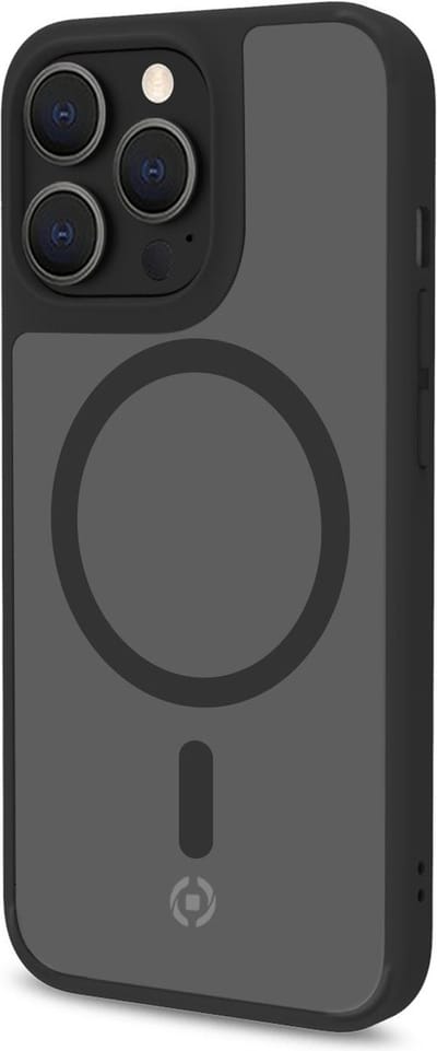 Celly MagMatt Siliconen hoesje met Magsafe - Geschikt voor Apple iPhone 14 Pro Max- TPU Back cover - Transparant / Zwart