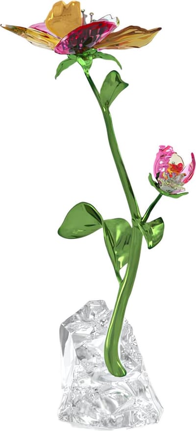 Swarovski beeldje Bloem Groot 5639886 | decoratieobject voor interieur | Idyllia kristallen bloem met groene steel en meerkleurige accenten