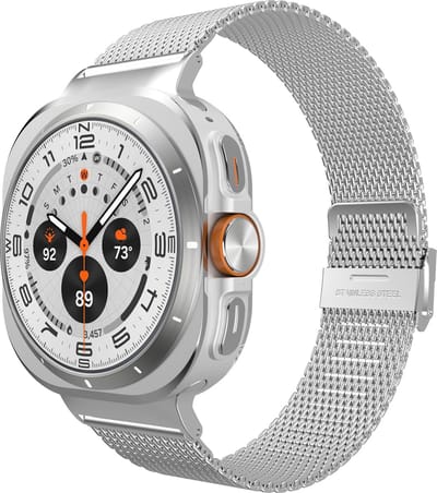 Cazy horlogebandje geschikt voor Samsung Galaxy Watch Bandje (Silksteel) - Smartwatchbandjes - Universeel bandje geschikt voor Samsung Galaxy Watch Ultra (2024 / 2025) - Zilver