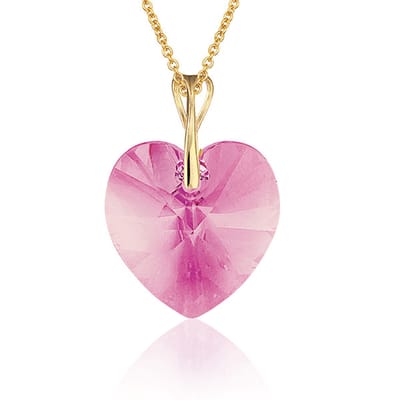 Montebello Ketting Mila HG563 - Swarovski Hart - 925 Zilver Verguld - Ø18mm - 50cm