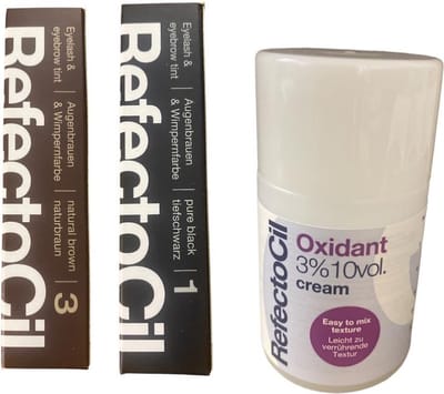 RefectoCil wenkbrauw- en wimperverf 2 stuks nr.1 zwart + nr.3 Natuurbruin + 100ml Oxidant