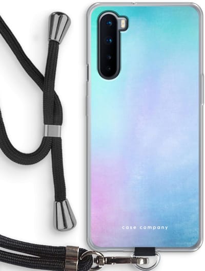 Case Company® - Hoesje met koord geschikt voor OnePlus Nord hoesje met Koord - Mist pastel - Telefoonhoesje met Zwart Koord - Bescherming aan alle Kanten en Over de Schermrand