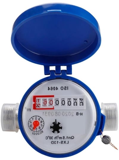 Slimme Watermeter - Watermeter Stroommeter - Thuisgebruik Meten - Vergroot Inlaat- Uitlaatgat - 11.5cm - Blauw