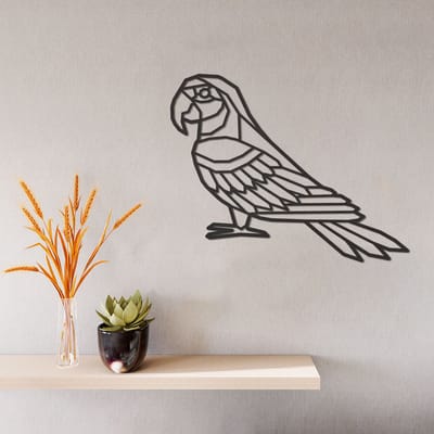 Geometrische Wanddecoratie - Parkiet - Hout - Wall Art - Muurdecoratie - Zwart - 36.5 x 29 cm