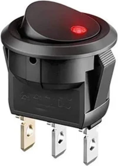 TLVX Sterke Schakelaar Rond Zwart met Rood lampje 1 stuks – LED indicator - Wipschakelaar - Aan/Uit – Tuimelschakelaar – Rode LED lamp – Inbouwschakelaar - ON/OFF schakelaar – 12Volt – Max. 20A – 21mm Diameter – Auto – Boot – Caravan – Camper