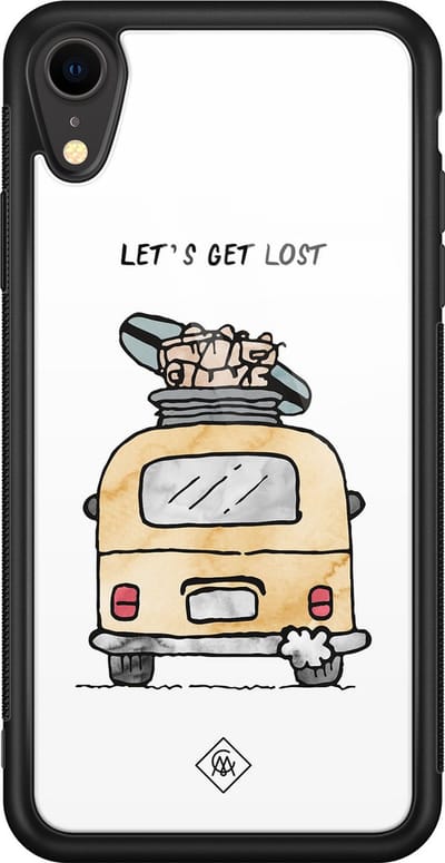 Casimoda® hoesje - Geschikt voor iPhone XR - Let's Get Lost - Luxe Hard Case Zwart - Backcover telefoonhoesje - Wit