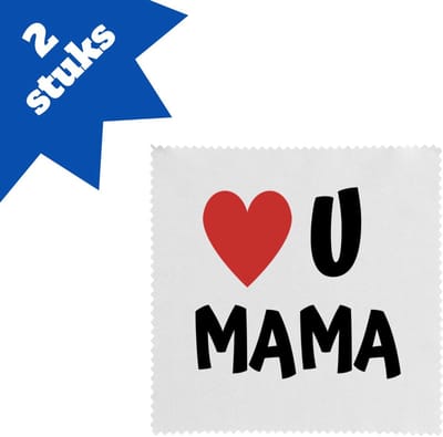 Akyol - i love u mama brillendoekjes - Moeder - de liefste mama - moeder cadeautjes - moederdag - verjaardag - geschenk - kado - 17,8 bij 17,8 cm - 2 stuks