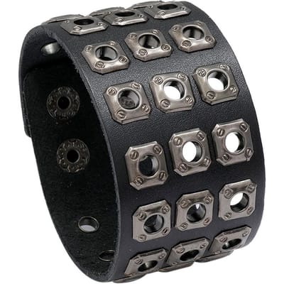 Retro Klink Wijd Echt Leer Armband Mode Sieraden Rock Punk Verstelbare Lengte Armbanden Mannen Polsband Armband gray