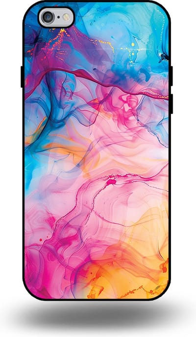 Smartphonica Telefoonhoesje Geschikt voor iPhone 6/6s met Regenboog Acryl Marmer Opdruk - TPU Backcover Case Rainbow Acrylic Marble Design geschikt voor iPhone 6/6s