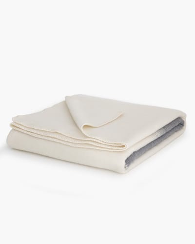 Most - Kasjmier bed deken Ivory Mist - 90% Merino wol, 10% Kasjmier wol - 220 x 200 cm - wit-grijs