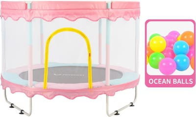OFMOTRA Trampoline - Inclusief veiligheidsnet - Kinder Trampoline - Buitenspeelgoed - 150 cm - tot 100kg - Roze