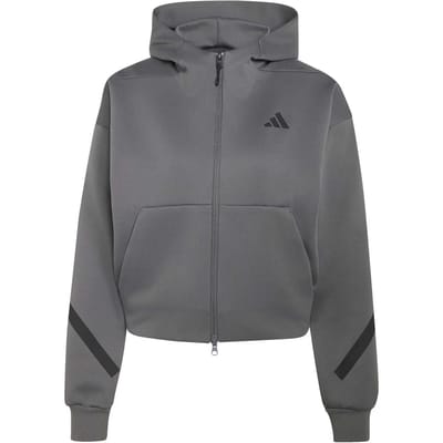 Adidas Cropped Jas Met Capuchon Dames Grijs