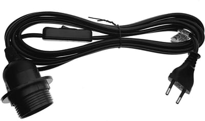 Mmgoqqt - Stopcontact Met Schakelaar - E27 Lampfitting - Zwart - 1.8m Kabel - Met Spiraalring - Hanglamp