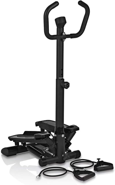 Swing Stepper - Hometrainer Beentrainer - Thuisconditie Verbeteren - Met Expanderbanden - 100 kg Max - Zwart