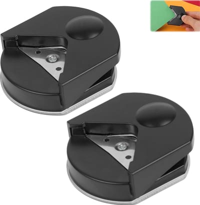 2 stuks - Zwarte hoekfiletsnijder - Hoekfiletsnijder van 4 mm - Papierhoeksnijder voor fotopapier - Kaartsnijders - Plastic handpapiersnijder - Geschikt voor papierkunst, decoupage en randvorming, kaarten maken, scrapbooking en knutselen (zwart)