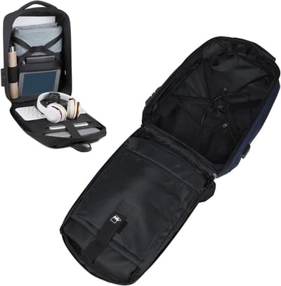 Mini Backpack Cover voor Dish Satellite Accessoires, Beschermende Hard Cover, Reis- en Opbergtas met USB Oplaadpoort, Ademend Ontwerp, Blauw, Geschikt voor Unisex Volwassenen