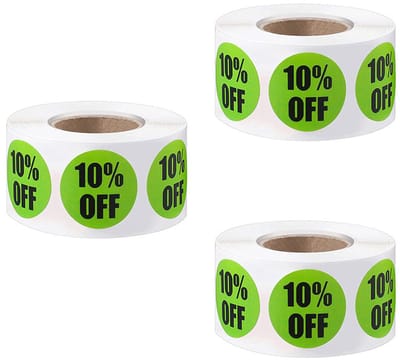 Promotionele labels - Kortingsstickers voor producten - Groene kortingsstickers - Zelfklevende stickers - 10% korting - Verpakking van 3 stuks