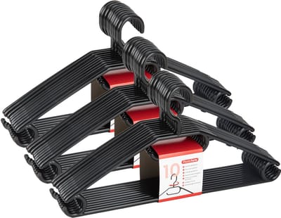 Plasticforte Kledinghangers - 30x - zwart - kunststof - 40,5 cm - kledingkast opruimen - draaibare haak