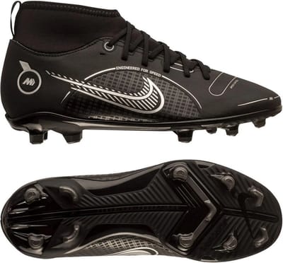 NIKE UNISEX KINDEREN JR. MERCURIAL SUPERFLY Tf Trainers, Black Metallic Silver Medim Ash voetbalschoen - Maat 38.5