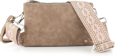 Crossbody Schoudertas Clutch in CrocoPrint - Imitatie Leer - met Luxe Geweven Schouderband - Stone