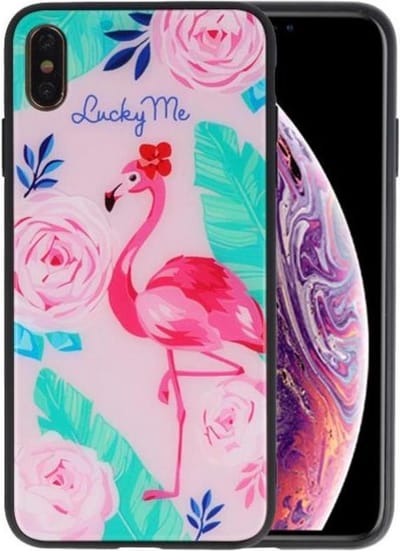 Print Hardcase - Hoesje Geschikt voor iPhone XS Max Lucky Me Flamingo