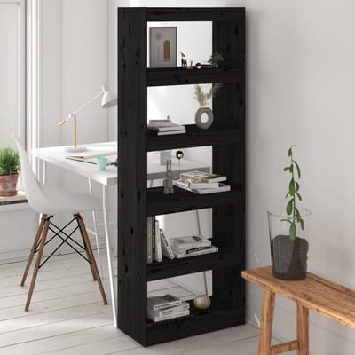 vidaXL - Boekenkast/kamerscherm - 60x30x167,5 - cm - massief - grenenhout - zwart