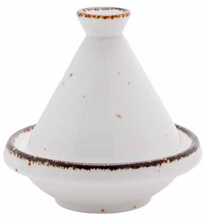 Brisbane Mini Tajine - Tajine Schaal met Deksel - Serveerschaal voor Tapas & Fun Cooking - Porselein - 70ml - 9 x 9 cm - Wit