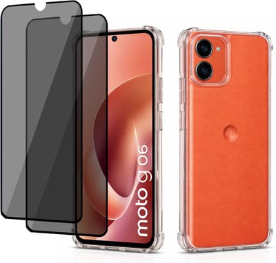 ChiGuard Hoesje & 2x Privacy Screenprotector geschikt voor Motorola Moto G06 Hoesje Screenprotector - Gehard Glas Cover + Shock Proof Case - Transparant