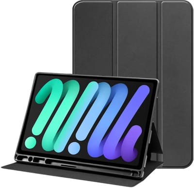 Tablet Hoes Geschikt voor Apple iPad Mini 6 / 7 | Luxe Tri-Fold Book Case | Kunst Leren Bescherm Hoes | Standaard Functie | Zwart
