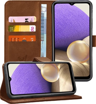 Hoesje geschikt voor Samsung Galaxy A32 5G - Book Case Kunstleer Pasjeshouder Bruin