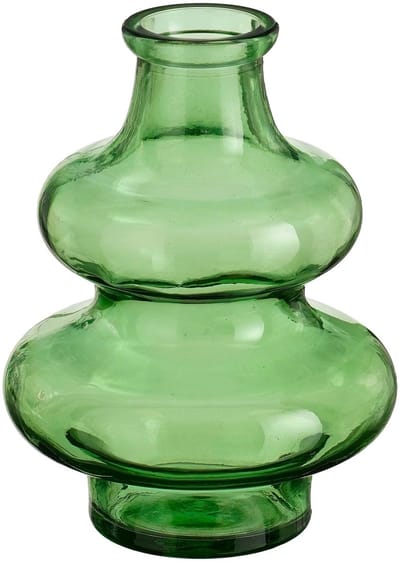 Mica Decorations Bloemenvaas Sira - transparant glas - groen - D12 x H16 cm - vaas - sierlijk model