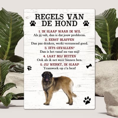 Spreuken - Leonberger - Regels Van De Hond - Spreuken Bordjes - Spreukenbord - Tekstborden - Cadeau - Hondenras