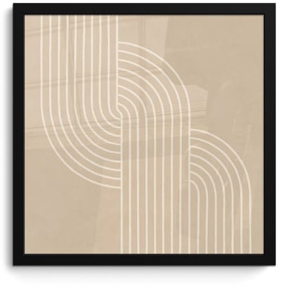 Poster in lijst - Fotolijst 40x40 cm - Posters - Parallelle lijnen - Lichte textuur - Beige - Posterlijst zwart - Decoratie - Wanddecoratie woonkamer - Muurdecoratie slaapkamer