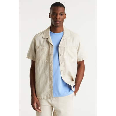 CHASIN’ Bizz Linen Shirt Short Sleeve Silver Lining Größe: S | Casual hemden Outlet | Herren | Weiß