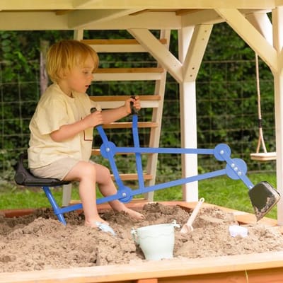 AXI Justin Graafmachine voor Zandbak – Blauw/zwart – 360° Draaibare Speelgraafmachine – Stalen Graafmachine voor Kinderen – Zandbak Speelgoed – Vanaf 3 Jaar