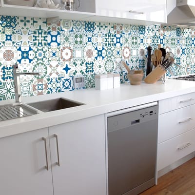 Zelfklevende tegelmuurstickers voor keuken en badkamer - 30 Azulejos Cyndia tegelstickers - 30 stickers 20x20cm