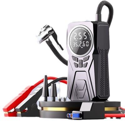 Auto-accustarter met luchtcompressor,Multifunctionele luchtpomp， 3000A noodstartstroomvoorziening voor auto's, 150PSI draagbare bandenpomp, draagbare bandenpomp voor auto's, pick-uptrucks, fietsen, enz.