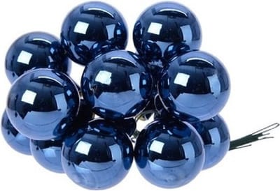 50x Mini glazen kerstballen kerststekers/instekertjes donkerblauw 2.5 cm - Donkerblauwe kerststukjes kerstversieringen glas