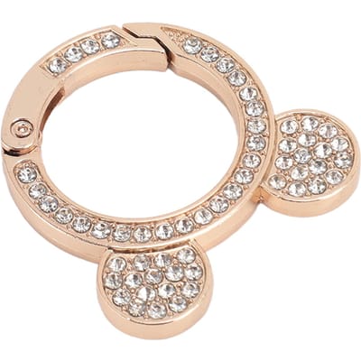 10 stuks Strass Veer O-ringen Schattige Berenkop Zinklegering Ronde Drukknoop Gesp Ronde Karabijnhaken beige