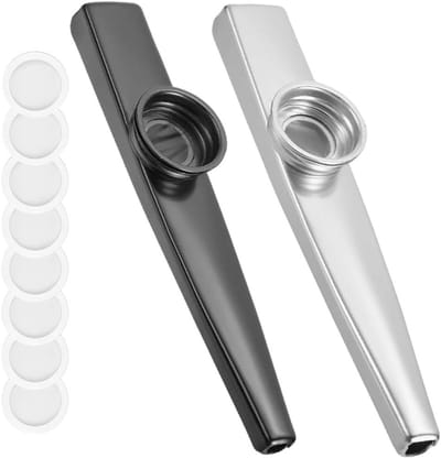 Kazoo Set - Muziekinstrumenten - Muziek Maken - Aluminium Legering - 12 cm - Zwart Zilver
