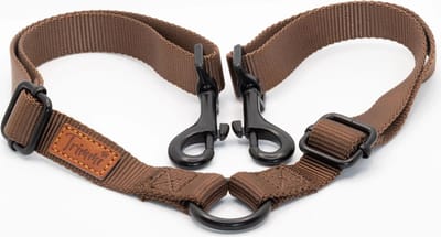 Nylon koppelstuk bruin - koppelstuk riem hond - koppelriem - wandelen met twee honden - koppelstel hond - koppelstukken - hondenhalsband met naam - Halsbanden, riemen & tuigen - 2 cm breed - Trimmi